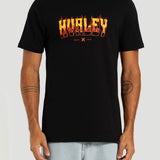 Camiseta Manga Curta Preto Marinho Hurley Flame
