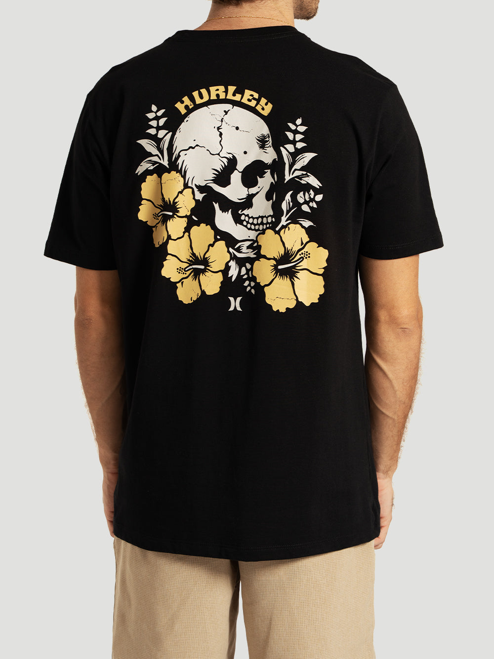 Camiseta Manga Curta Preto Hurley Hibiskull
