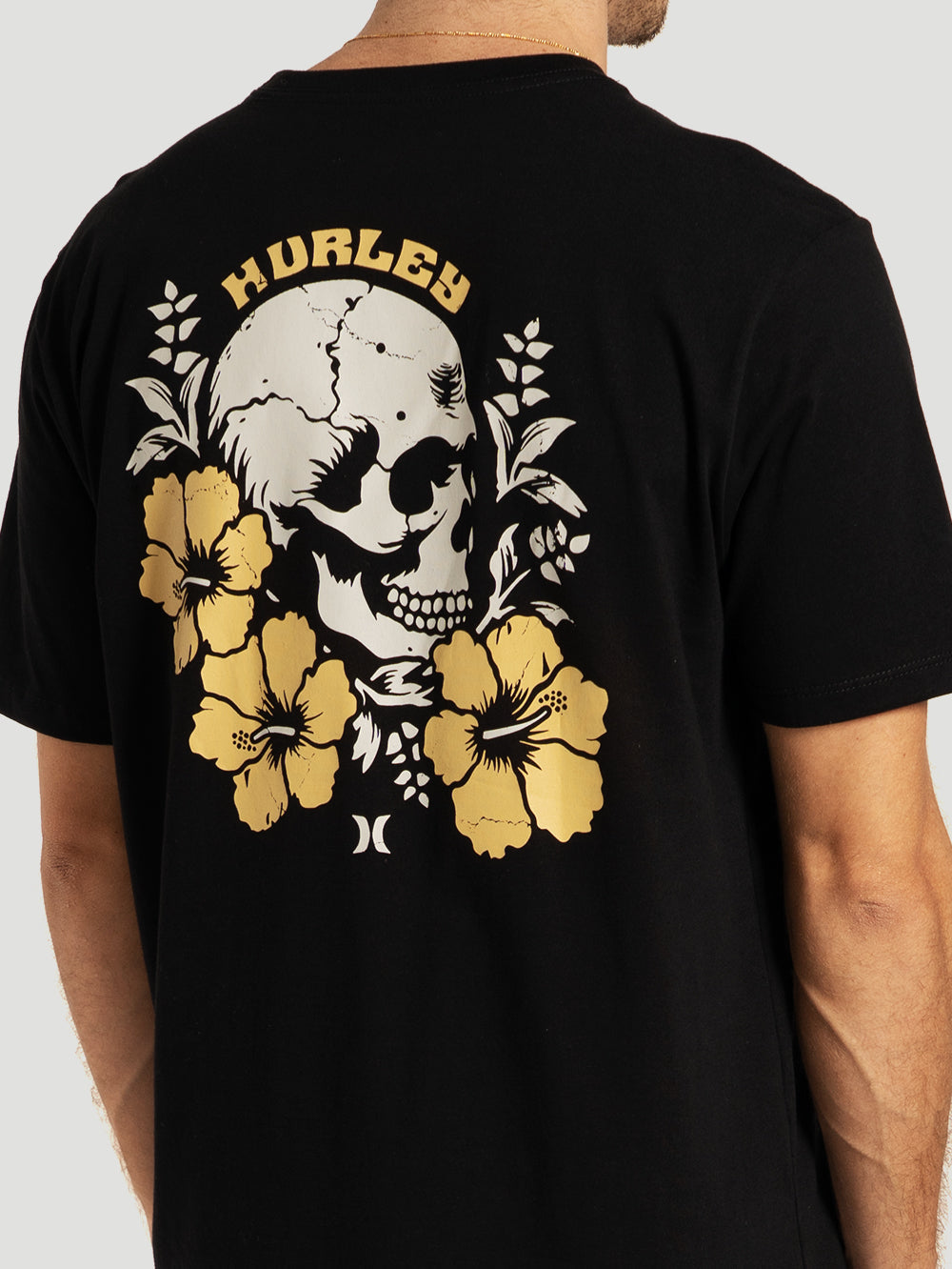 Camiseta Manga Curta Preto Hurley Hibiskull