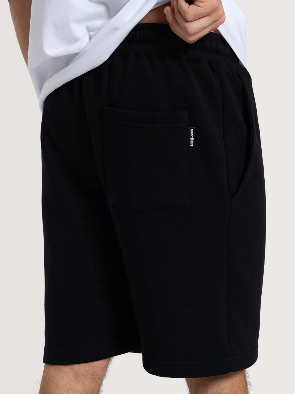 Bermuda Moletom Preta Hang Loose Label Patch