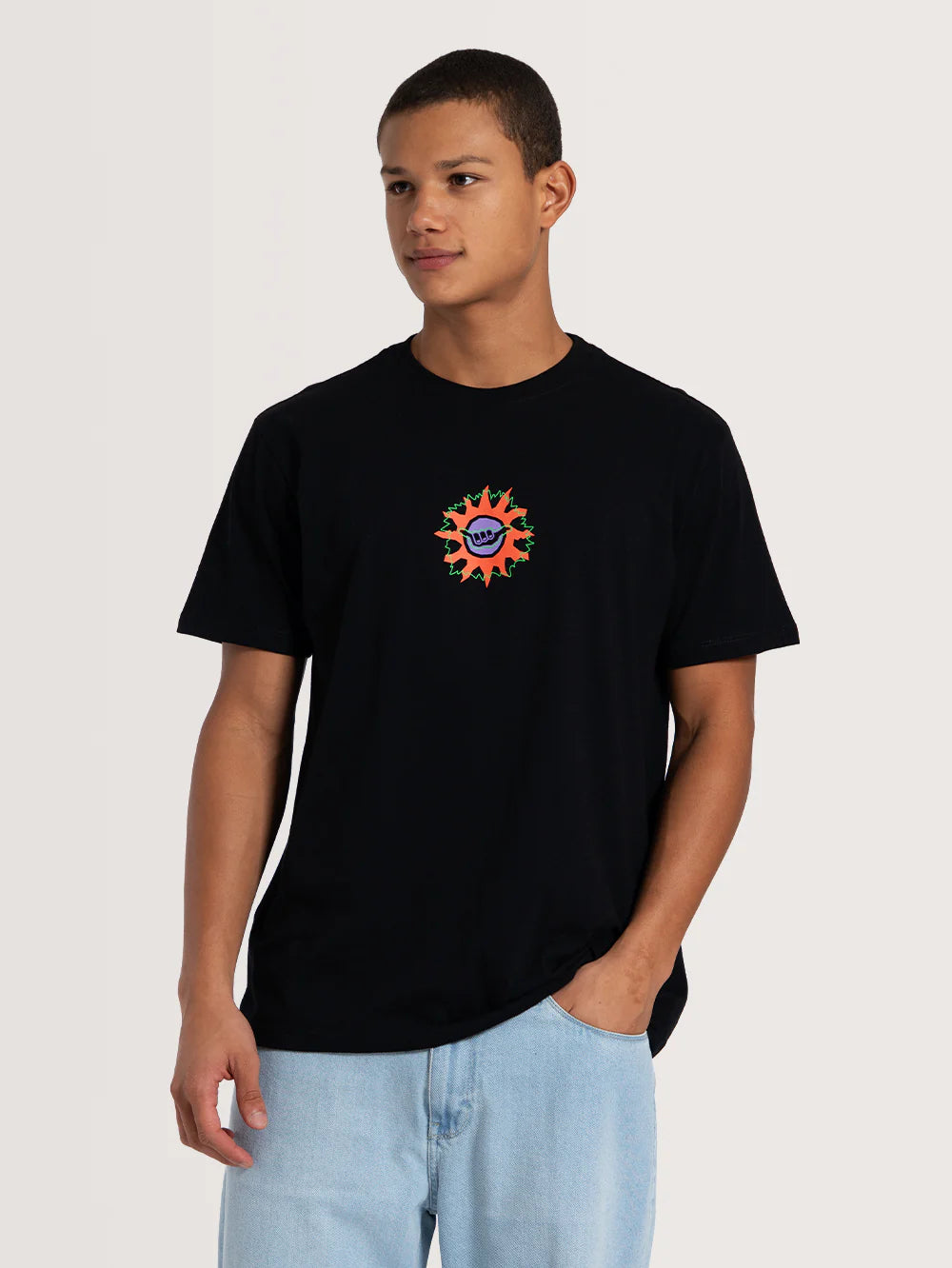 Camiseta Manga Curta Preta Hang Loose Genuine