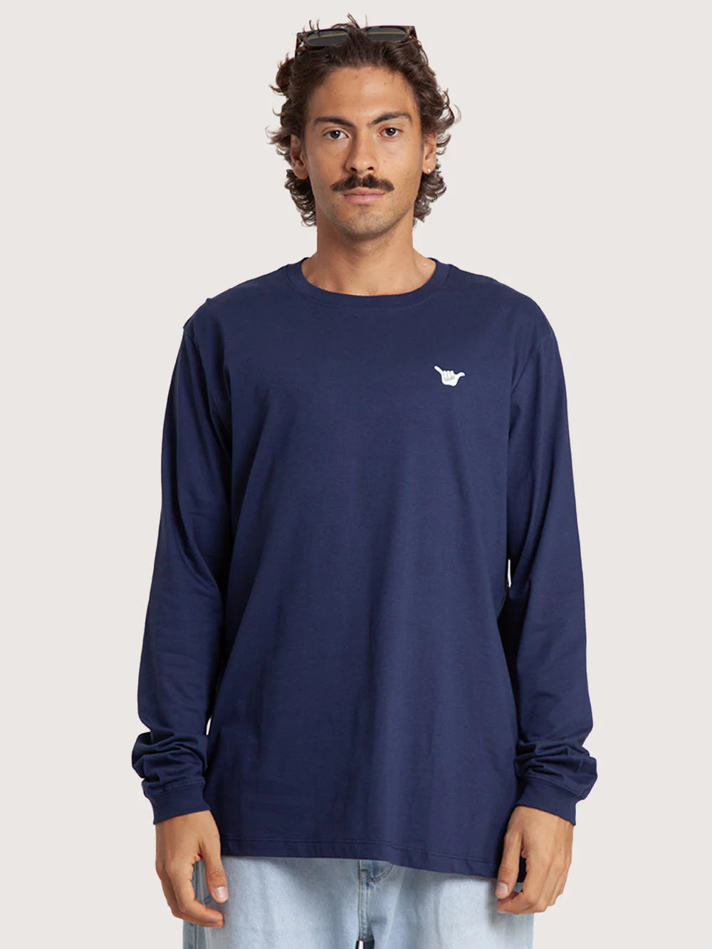 Camiseta Manga Longa Azul Hang Loose Logo