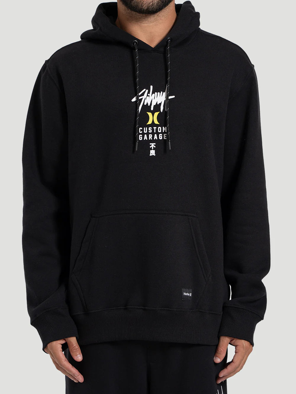 Moletom Canguru Hurley x Shibuya Signature Block Party Preto