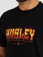 Camiseta Manga Curta Preto Marinho Hurley Flame