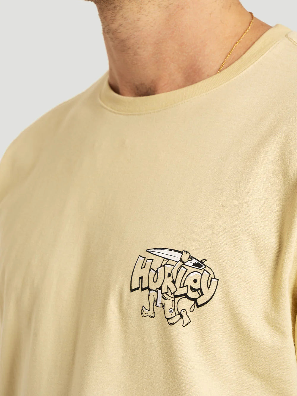 Camiseta Manga Curta Bege Hurley Crazy Boy