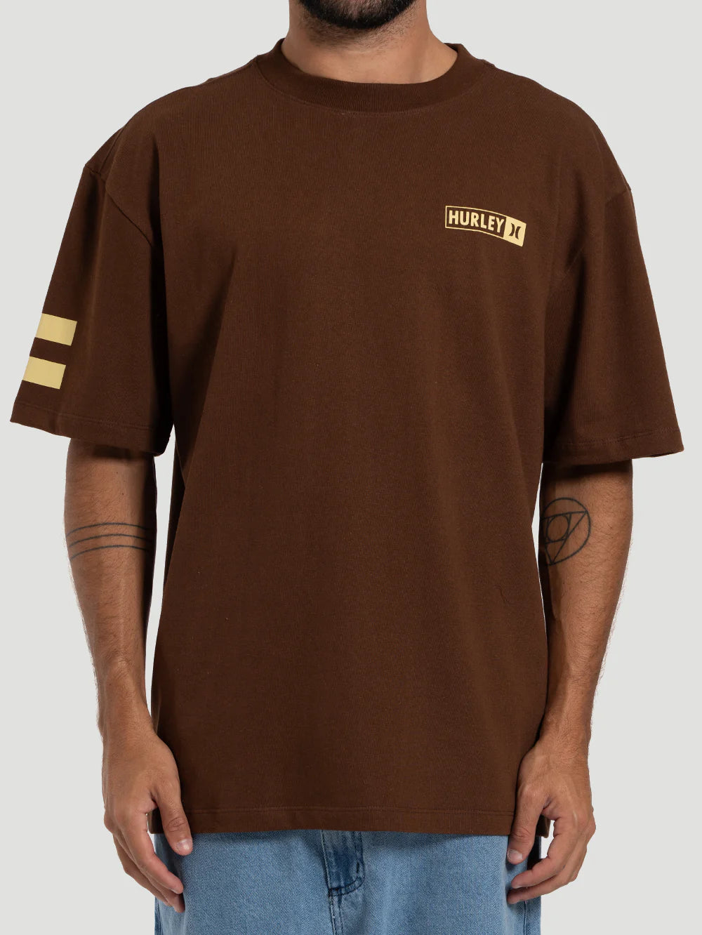 Camiseta Especial Hurley Block Party Max Fit Marron
