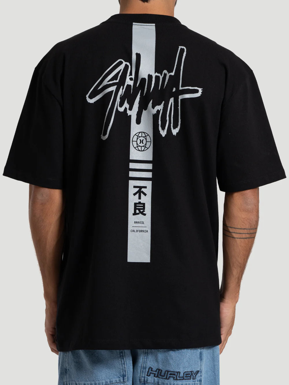 Camiseta Max Fit Hurley x Shibuya Signature Stripe Preta