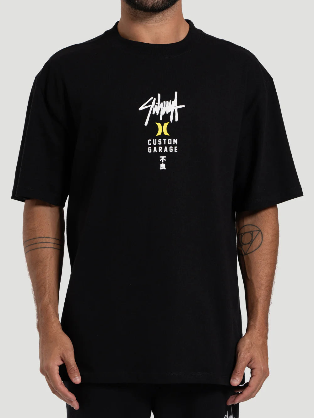 Camiseta Max Fit Hurley x Shibuya Signature Block Party Preta
