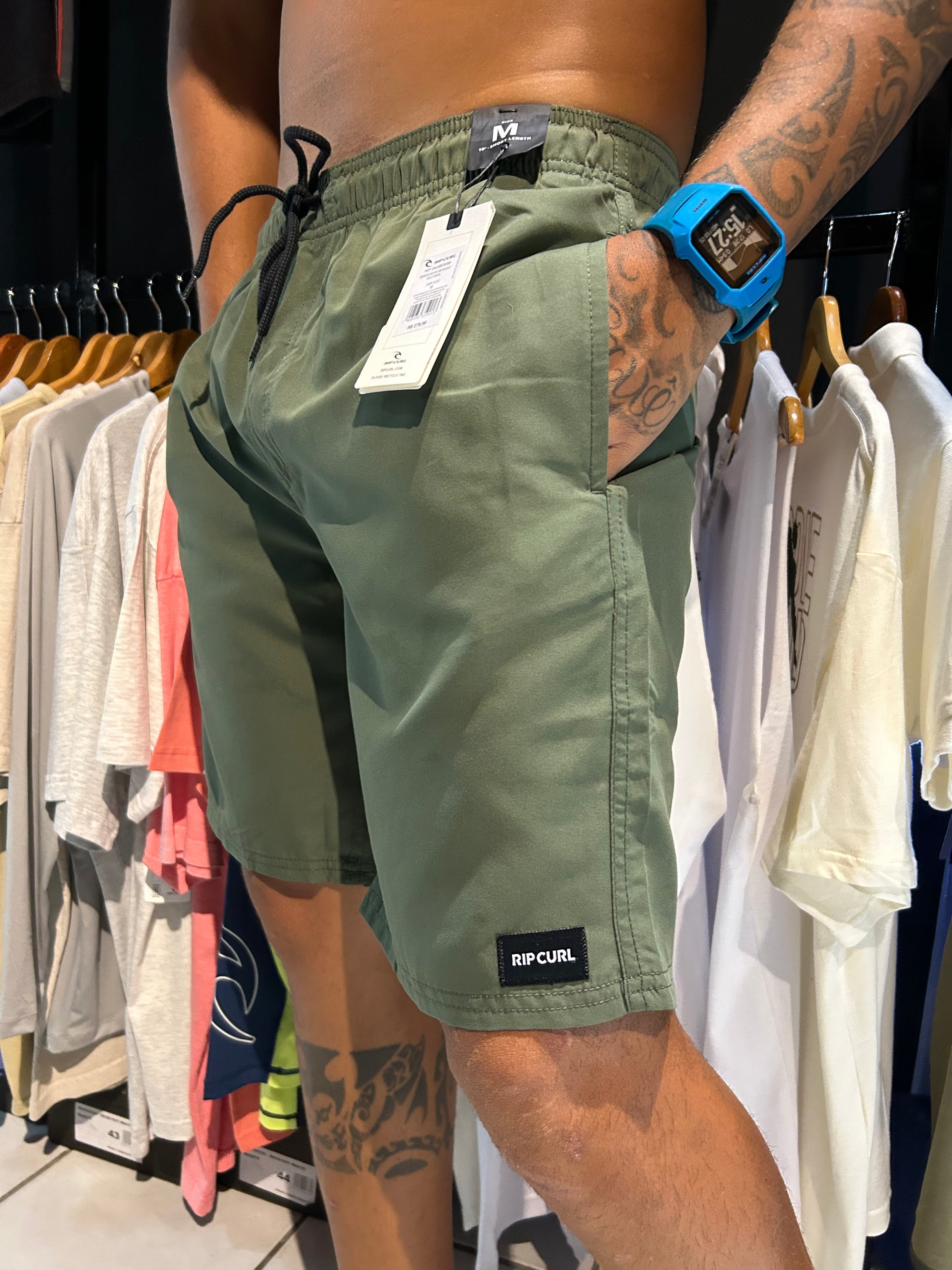 BERMUDA ÁGUA ABI WASHED VOLLEY BRAZIL DARK OLIVA