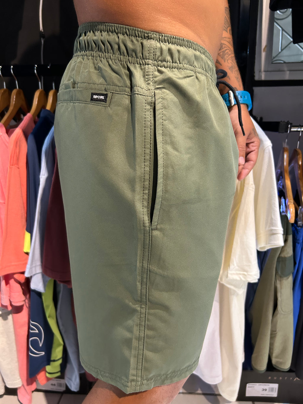 BERMUDA ÁGUA ABI WASHED VOLLEY BRAZIL DARK OLIVA