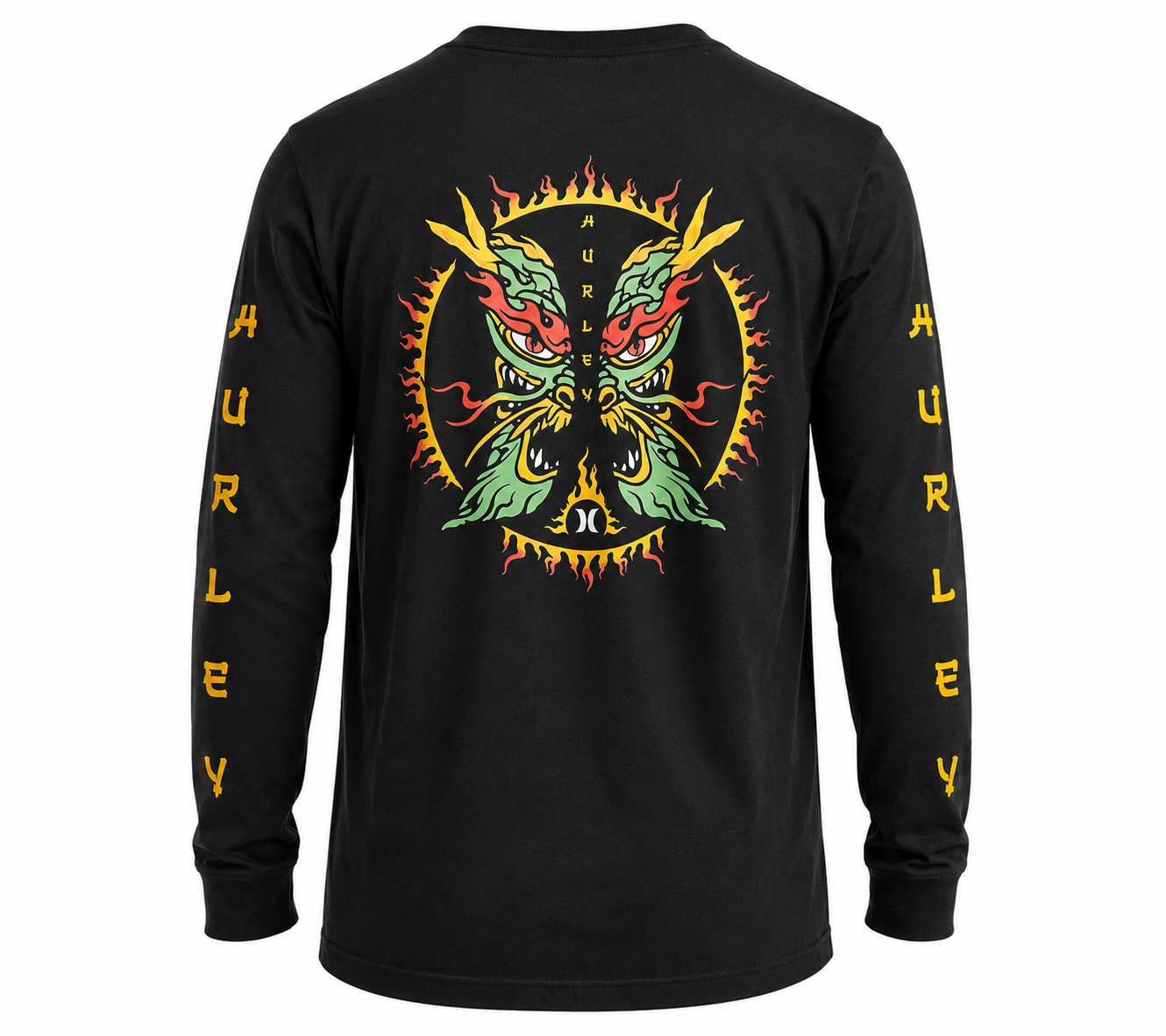 Camisa Hurley Manga Longa Dragon Preta