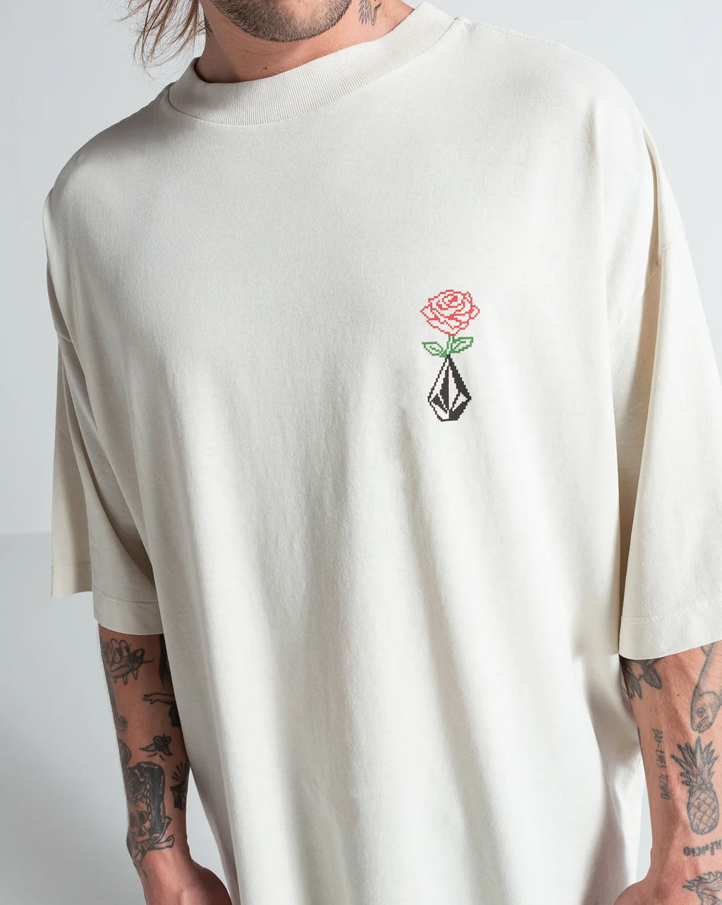 Camiseta Oversized Volcom Dia Up Off White