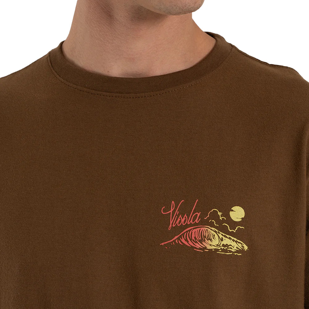 Camiseta Vissla Wave Pool Warriors Marrom Manga Curta
