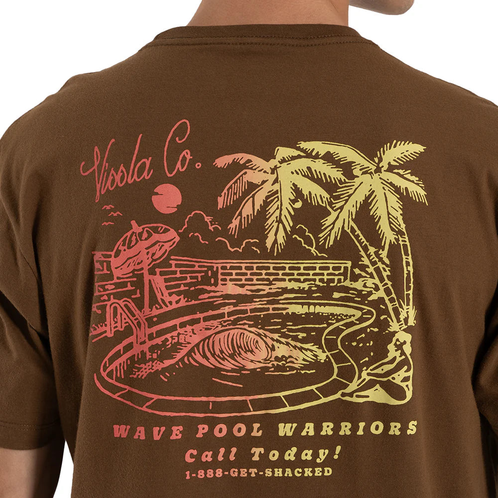 Camiseta Vissla Wave Pool Warriors Marrom Manga Curta